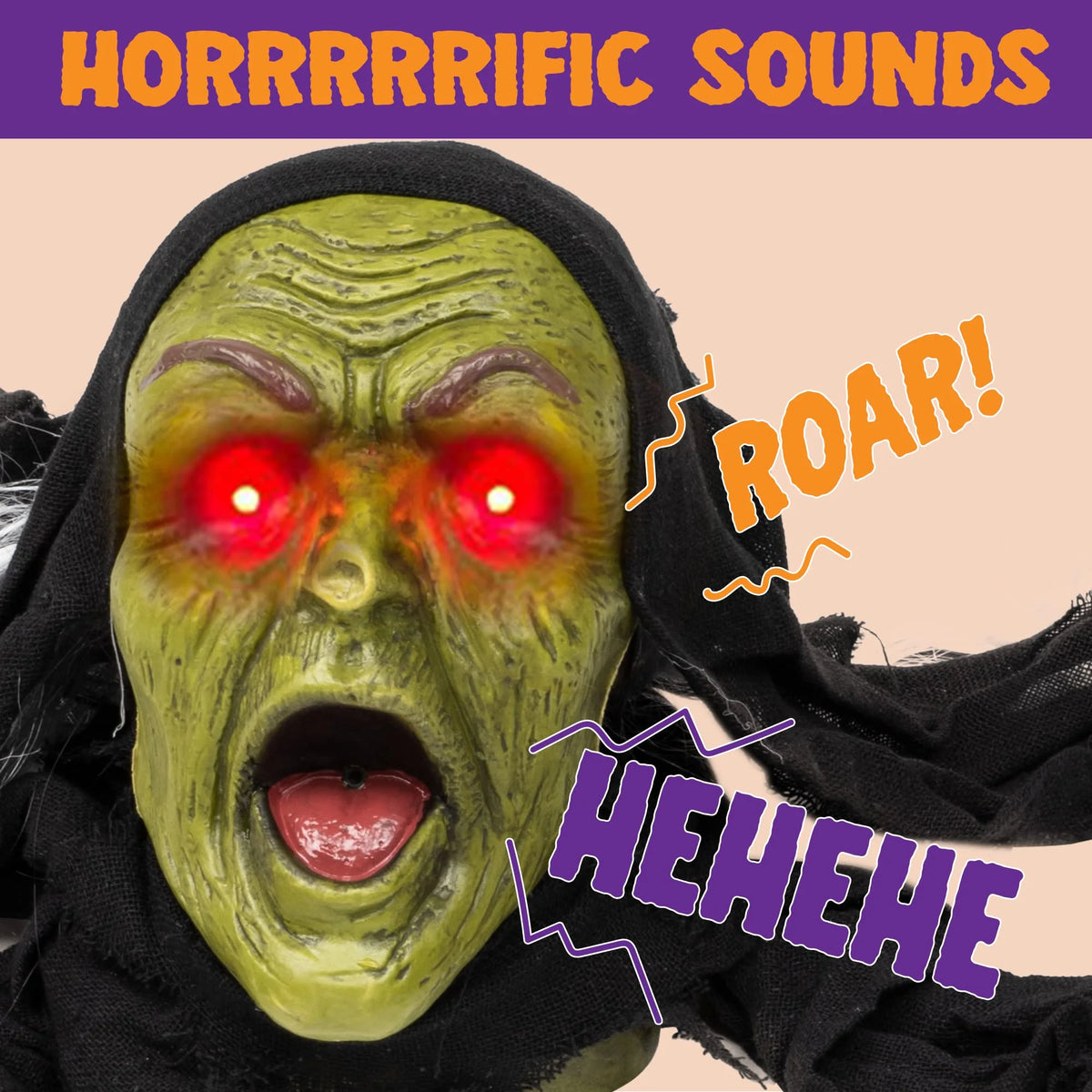Zombie Halloween decoration with flashing red eyes
