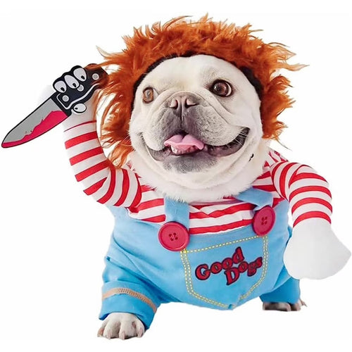 Dog Halloween Costume - Chucky Dog Costume Deadly Doll Dog Costumes Funny Dog Clothes Adjustable Cosplay Outift for Small Medium Dogs