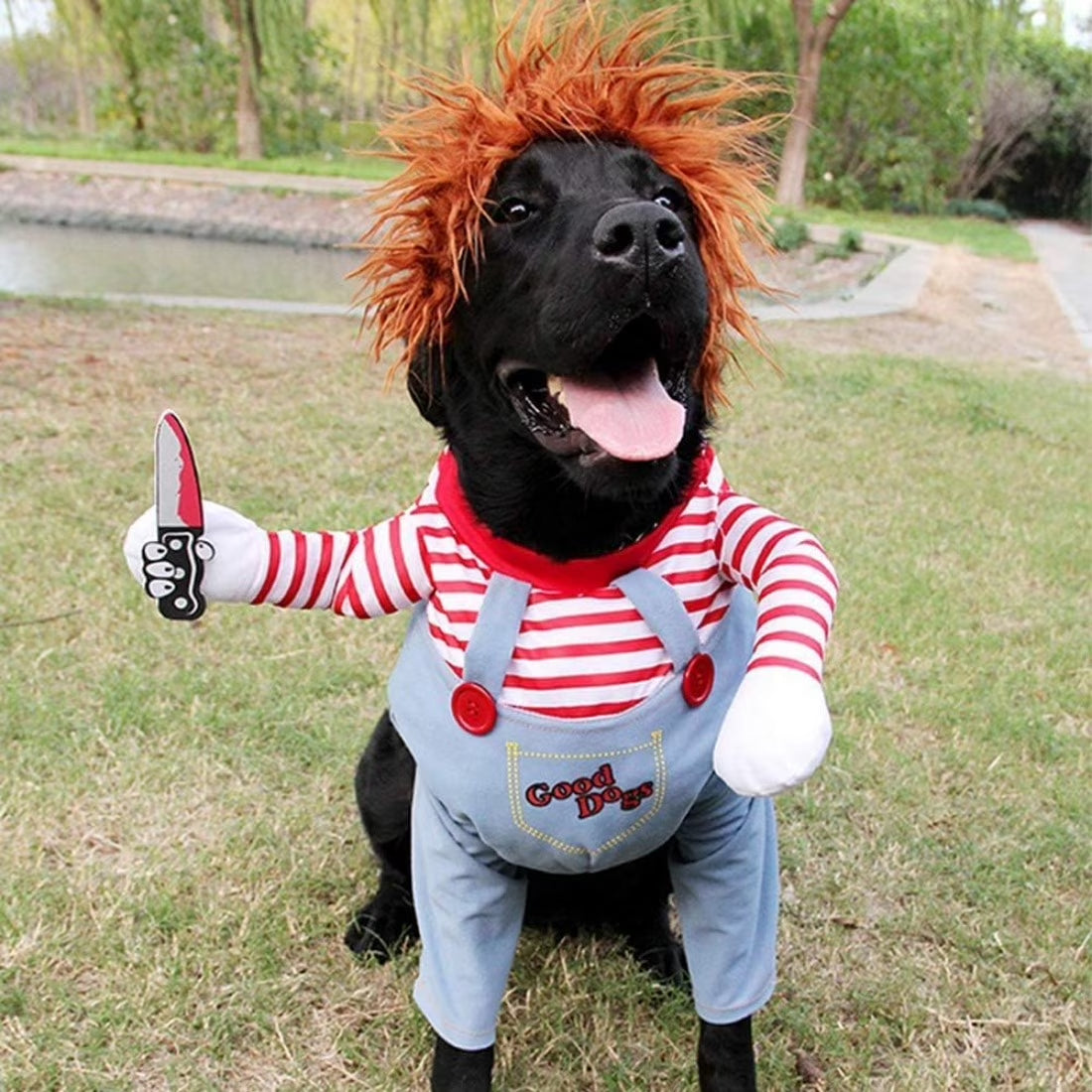 Dog Halloween Costume - Chucky Dog Costume Deadly Doll Dog Costumes Funny Dog Clothes Adjustable Cosplay Outift for Small Medium Dogs