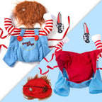 Dog Halloween Costume - Chucky Dog Costume Deadly Doll Dog Costumes Funny Dog Clothes Adjustable Cosplay Outift for Small Medium Dogs