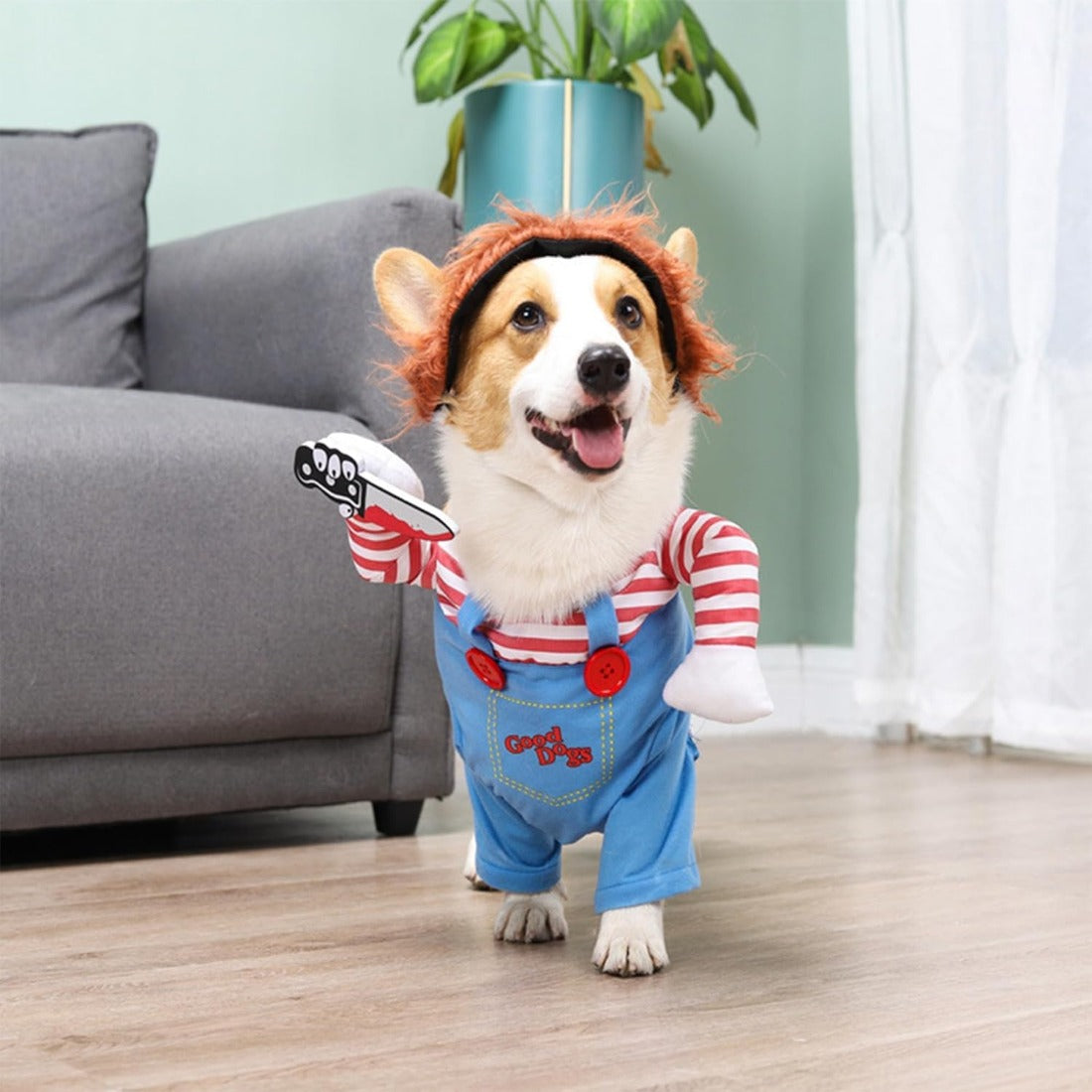 Dog Halloween Costume - Chucky Dog Costume Deadly Doll Dog Costumes Funny Dog Clothes Adjustable Cosplay Outift for Small Medium Dogs