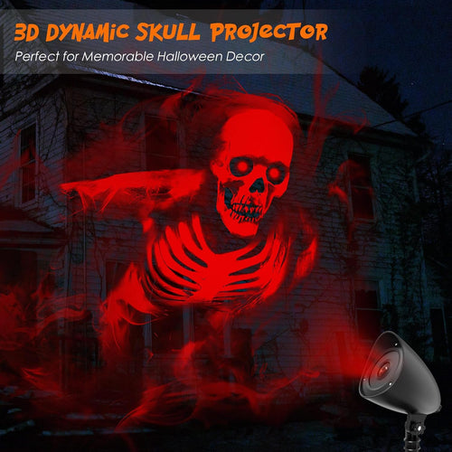 Halloween Projector Light Outdoor, Dynamic Red Skull Halloween Decorations
